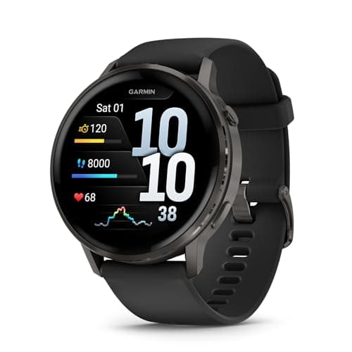 Black 45mm Garmin Venu 4 AMOLED smartwatch, the Amazon UK listing photo
