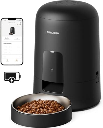 PETLIBRO Automatic Cat Feeder, Battery Operated Smart WiFi App Control, dry food auto dispenser with timer and portion control