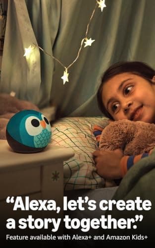 Amazon Echo Dot Kids smart speaker close-up showing the physical microphone mute button