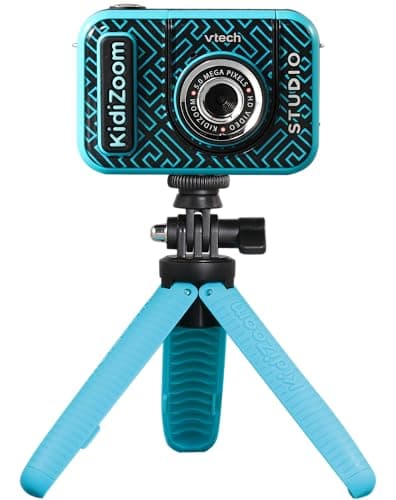 VTech Kidizoom Studio kids video camera in blue with mini tripod and green screen effects