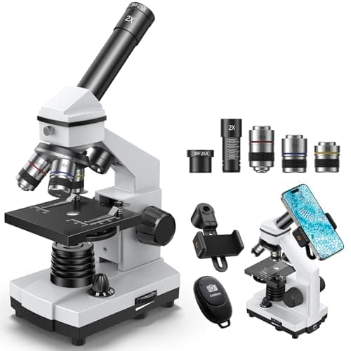 ESAKO compound microscope 100X-2000X for kids and adults with dual LED and phone adapter