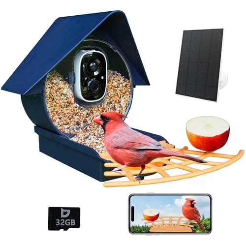 Birdkiss compact smart bird feeder with 1080p camera and solar panel