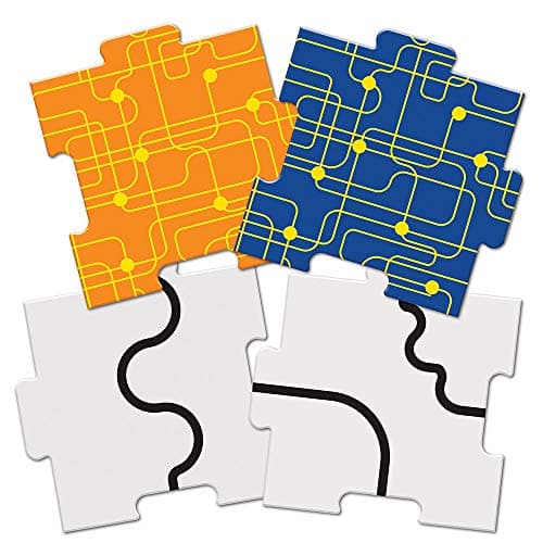 Botley 2.0 activity-set tiles: two circuit-pattern boards and two black-line follow boards