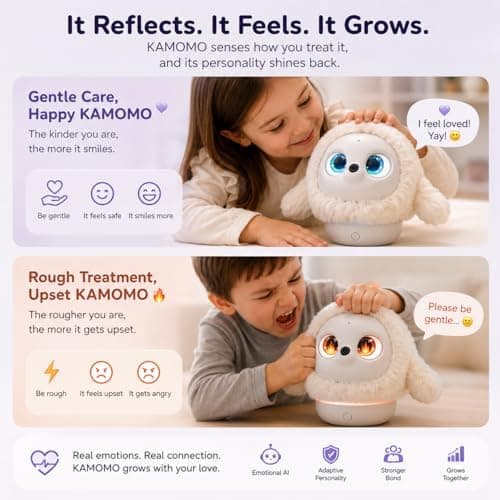 Ropet AI pet robot showing different facial expressions and moods