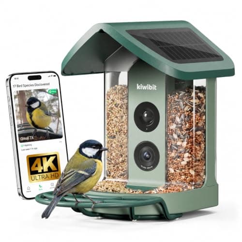 Kiwibit 4K smart bird feeder with camera and built-in solar roof