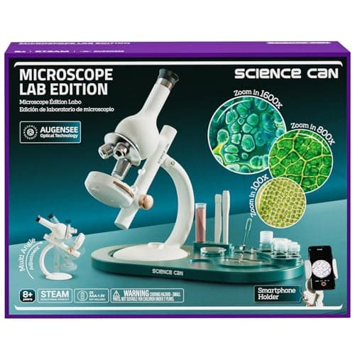 Science Can 40X-1600X beginner microscope for kids with prepared slides and accessories