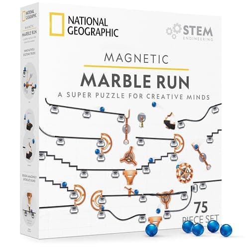 National Geographic Magnetic Marble Run 75-piece STEM building set for kids