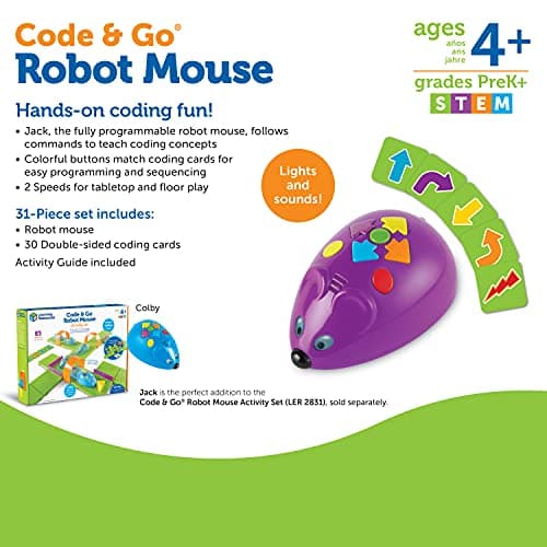 Code & Go Robot Mouse packaging showing Jack the robot mouse and the separately sold Activity Set maze board