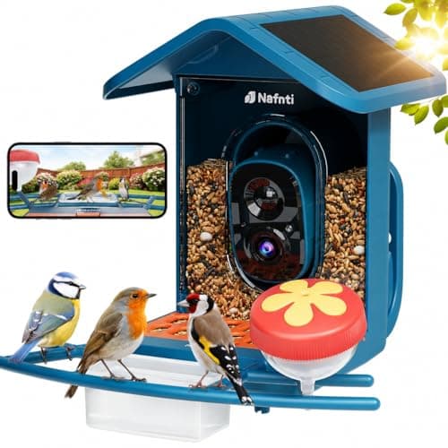 Nafnti squirrel-resistant smart bird feeder camera with 2K solar and dual-band WiFi