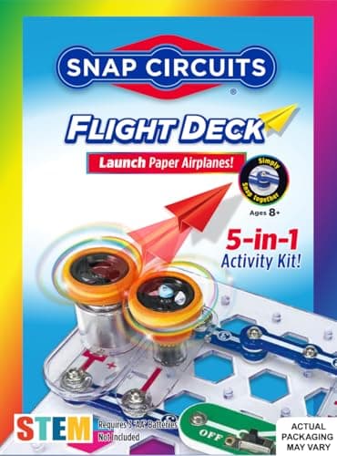 Snap Circuits Flight Deck STEM kit that launches paper planes and flying saucers using circuits