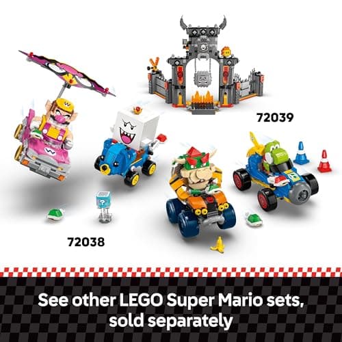 Other LEGO Super Mario Mario Kart expansion sets sold separately, including Bowser and King Boo karts and the larger castle set