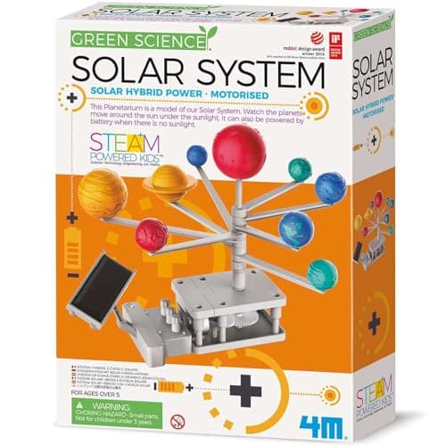 4M Green Science Solar System moving planetarium model kit, solar and battery hybrid powered