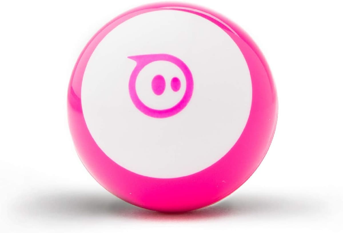 Sphero Mini blue coding robot ball with its charging cradle and swappable shell