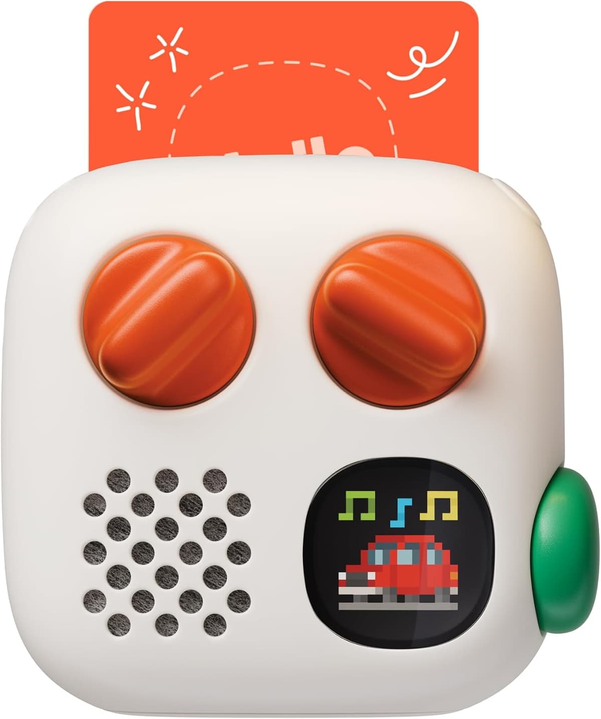 Yoto Mini 4th Gen portable kids audio player with Green Button and pixel display