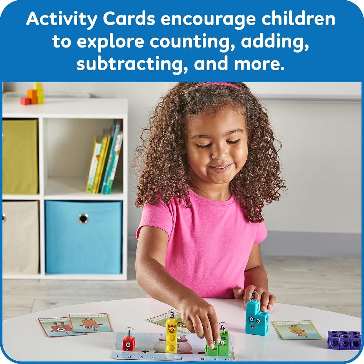 Numberblocks MathLink cubes showing faceplates and linking sides