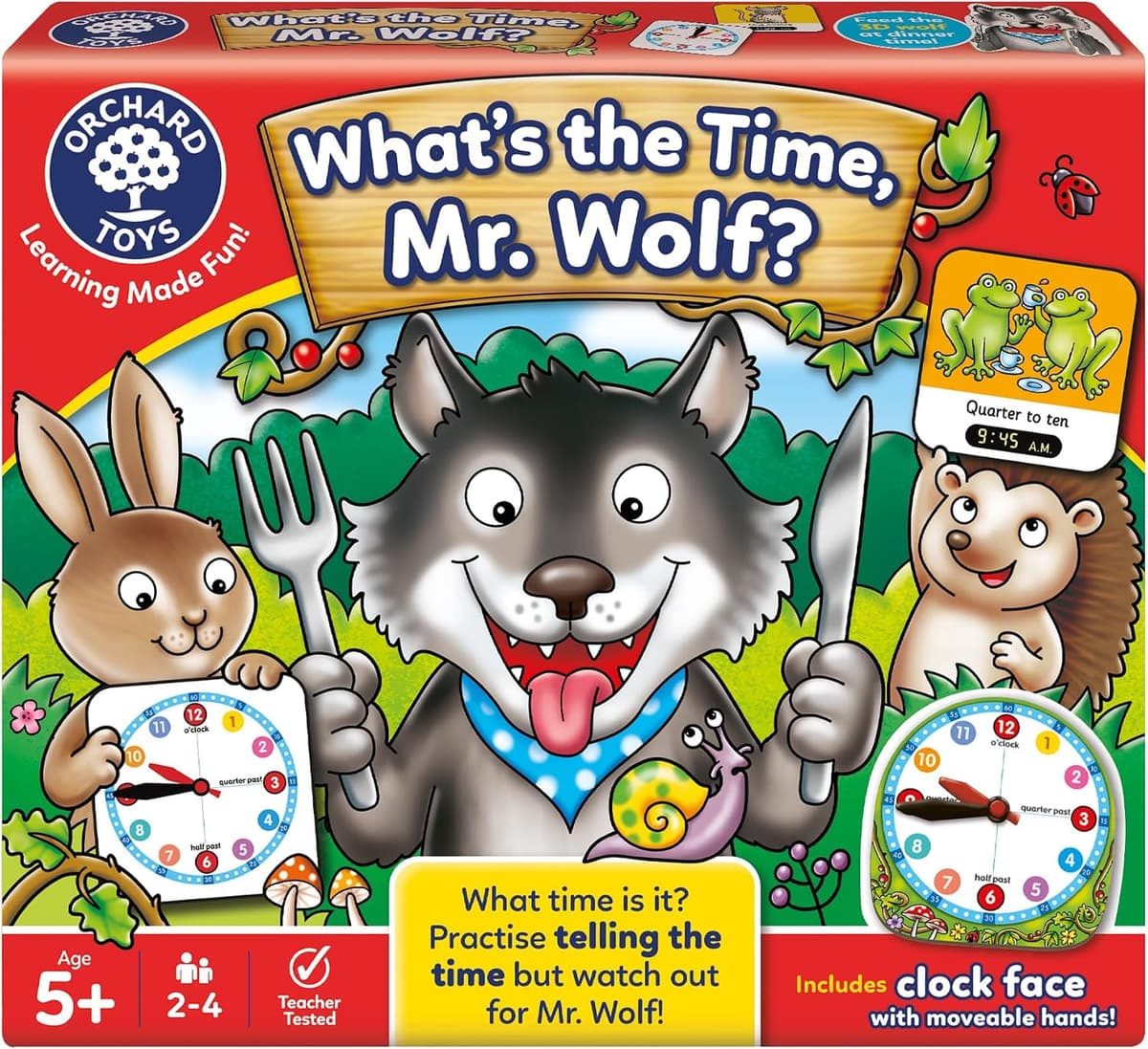 Orchard Toys What's the Time Mr Wolf clock game